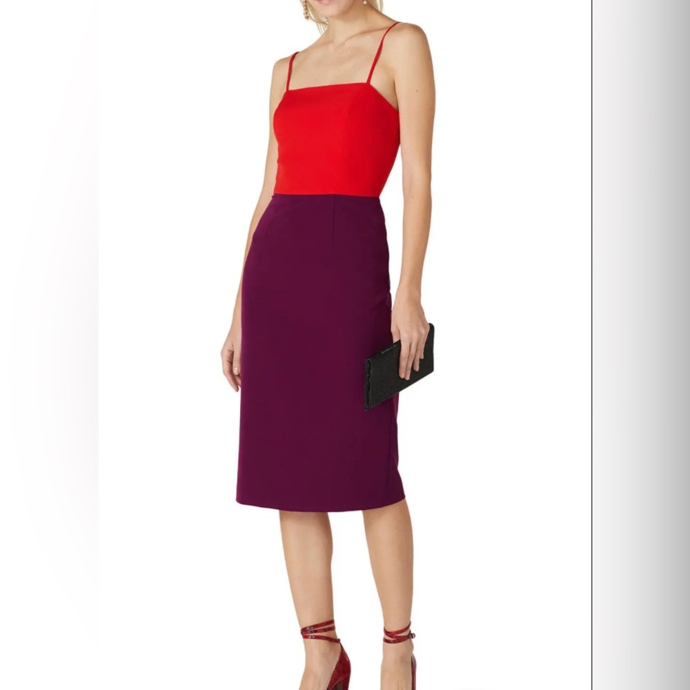 Milly Cady Pencil Dress Two Tone Spaghetti Adjustable Straps 8